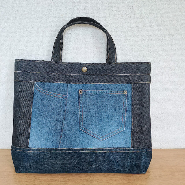㉖トートバッグ ☆ 岡山デニム ハンドバッグ リメイク ジーンズ
