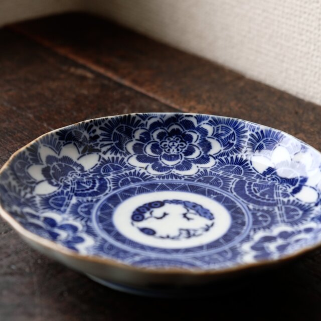 大きな花文様◇伊万里 印判五寸中皿 骨董品 antiques 器 丁寧な暮らし
