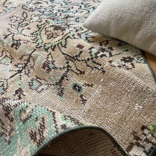 トルコヴィンテージラグ 大判ランナーラグ 80.5×262 ミルクティー