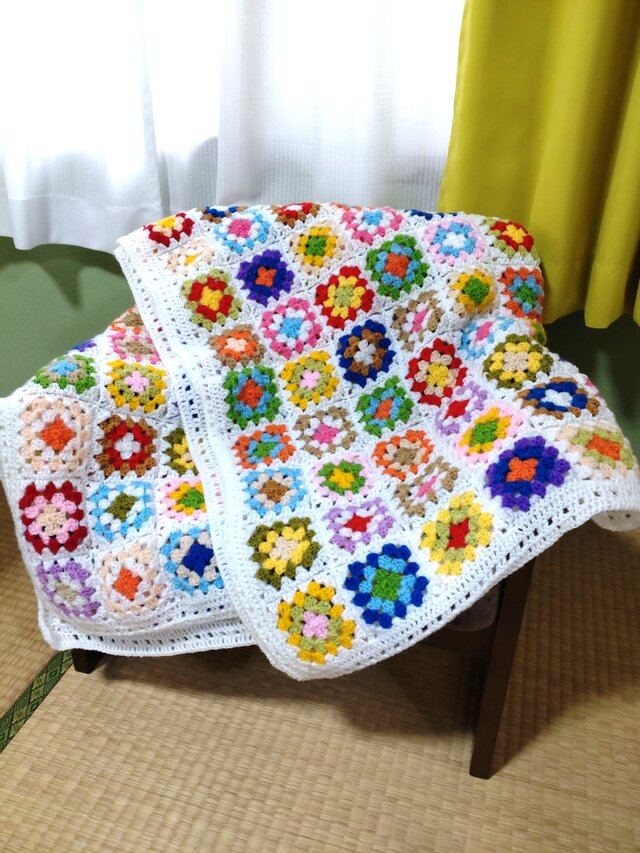 モチーフ編み 大判マルチカバーやブランケットに♪ | iichi 日々の