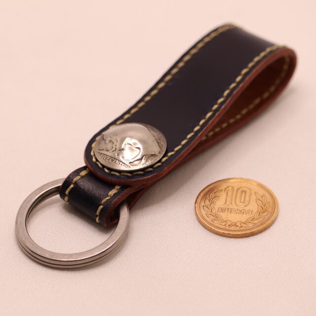 レーデルオガワ製コードバン使用 ベルトループキーホルダー コンチョ