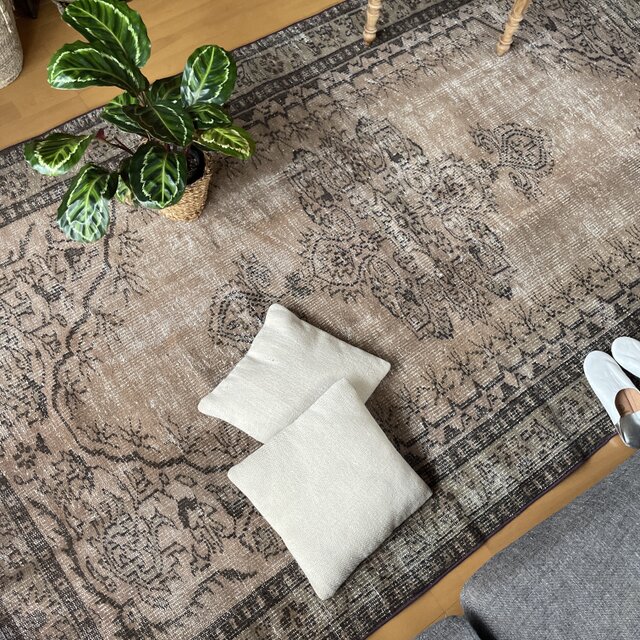 超大判 160.5×271 レア ブラウンオーバーダイ トルコヴィンテージラグ