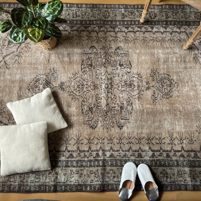 超大判 160.5×271 レア ブラウンオーバーダイ トルコヴィンテージラグ