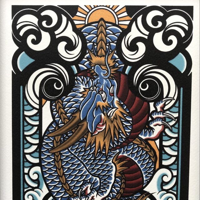 尾九 龍画 昇り龍 青龍 A4サイズ フレーム付き | iichi 日々の暮らしを