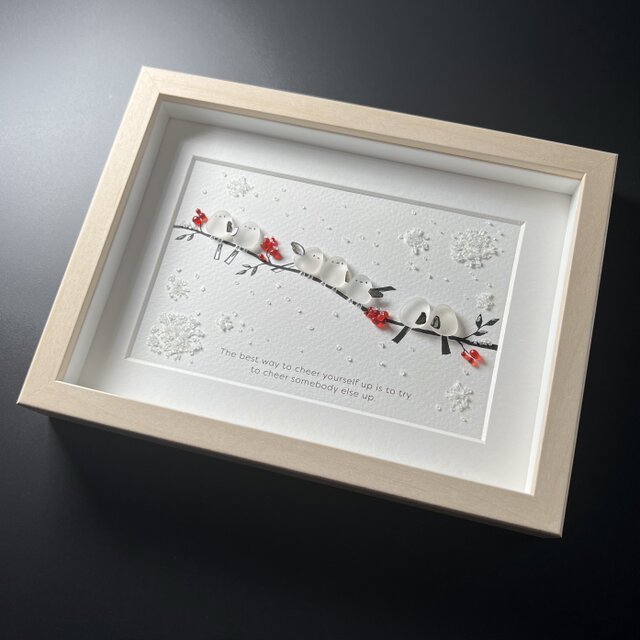 シーグラスアート『シマエナガ(団子)』 | iichi 日々の暮らしを