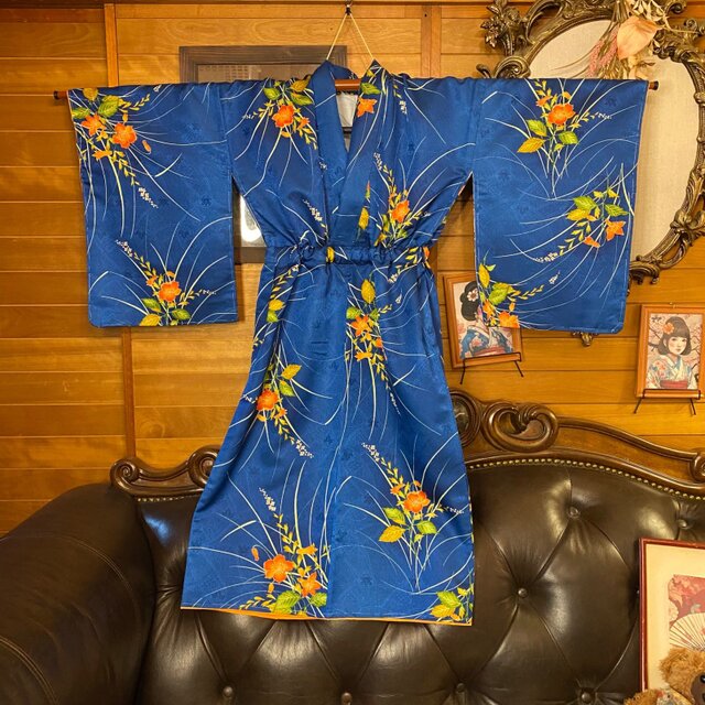 着物リメイク ワンピース／ドレス／洗える化繊 帯サッシュベルト 深い