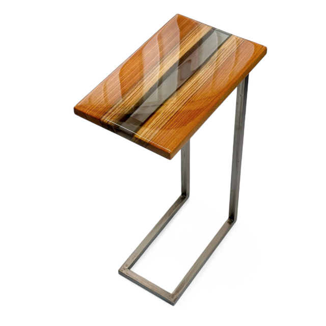 サイドテーブル アイアン 欅 無垢材 木製 天然木 一枚板 コの字