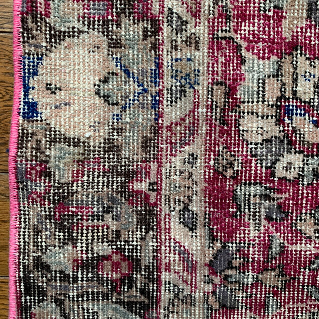 超大判 トルコヴィンテージラグ チェリーピンク 255×134 トルコラグ