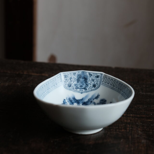 中国美術なデザイン◇常峯特製 瀬戸焼 黒染付変小鉢 深皿 馬と人 獅子