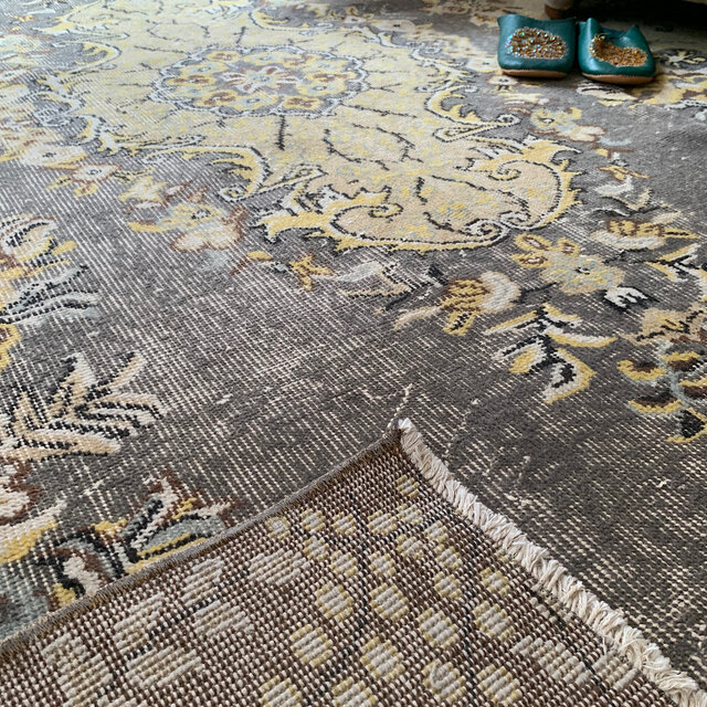 超大判 特大 トルコヴィンテージラグ 278×180スモーキーグレー