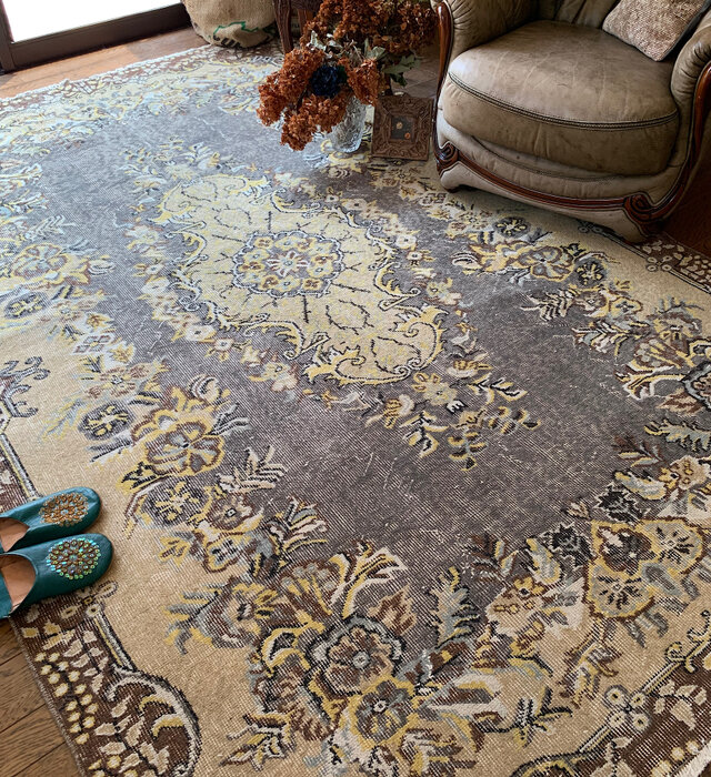 超大判 特大 トルコヴィンテージラグ 278×180スモーキーグレー