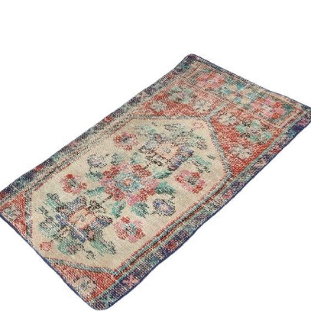 トルコヴィンテージラグ テラコッタレッド 99×56 シャビー ざっくり