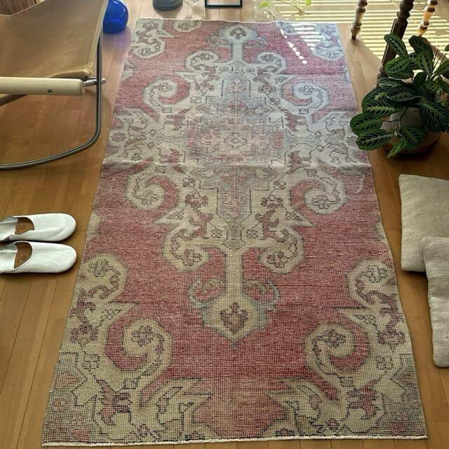 94×180 リバーシブル 擦れシャビーなメダリオン トルコヴィンテージ