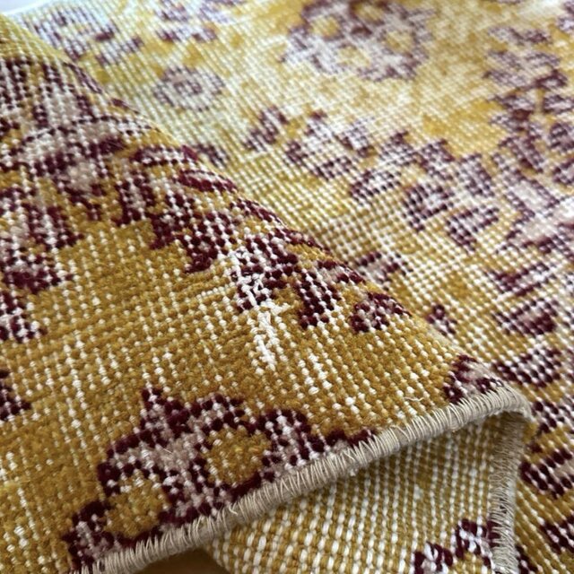 41.5×83マスタードイエロー×エンジ トルコヴィンテージラグ | iichi