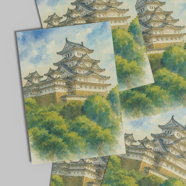日本絶景ポストカード｜姫路城（兵庫県）｜日本製｜飾り・贈り物・日記