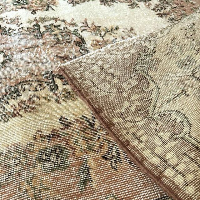 ペールピンク トルコヴィンテージラグ 215×116 メダリオン