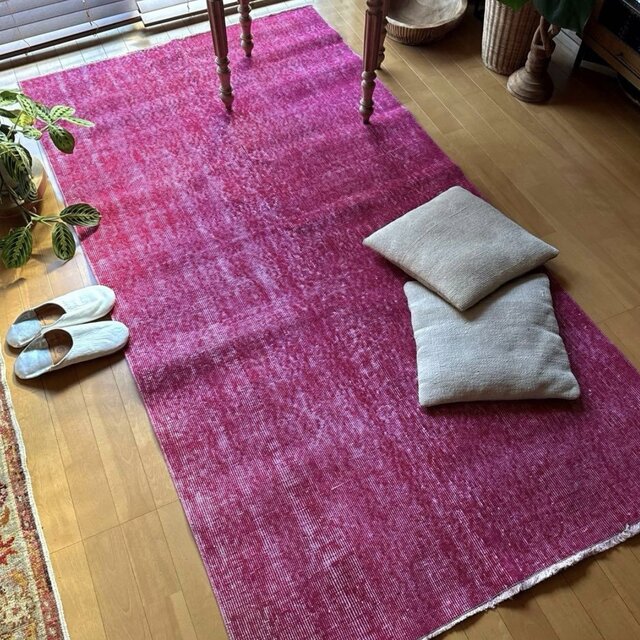 レア106×205ビビッドピンクオーバーダイ ワンカラー トルコ