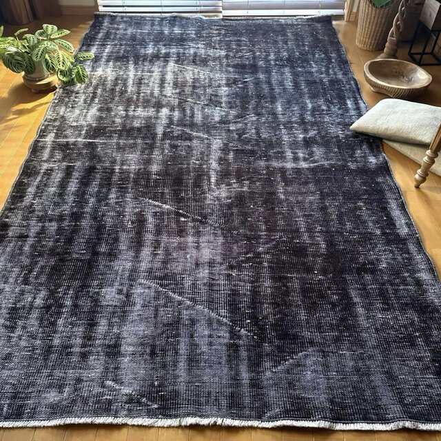 大判151×260 オーバーダイ ブラックダークグレイ トルコヴィンテージ