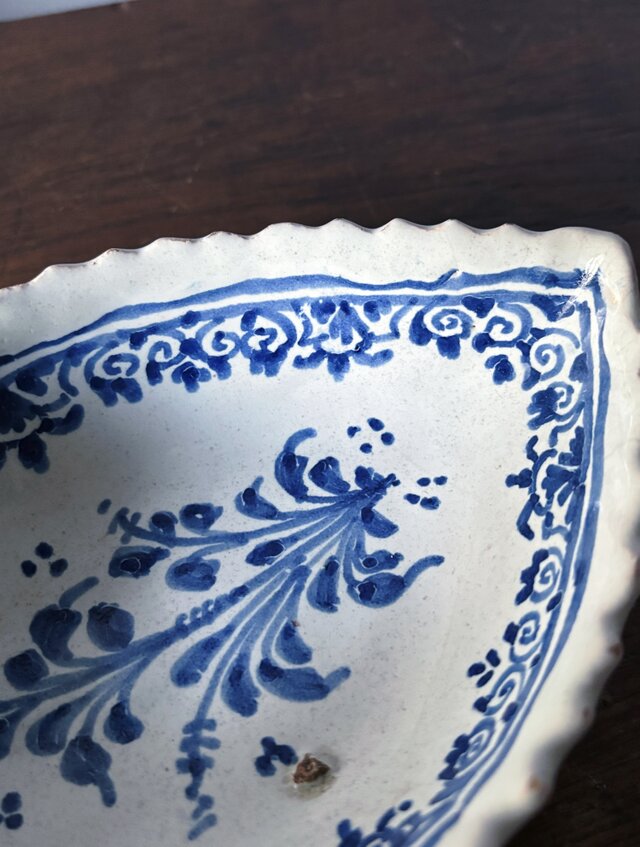 18世紀 南仏 陶器 青絵 ラヴィエ フランス アンティーク 0502453