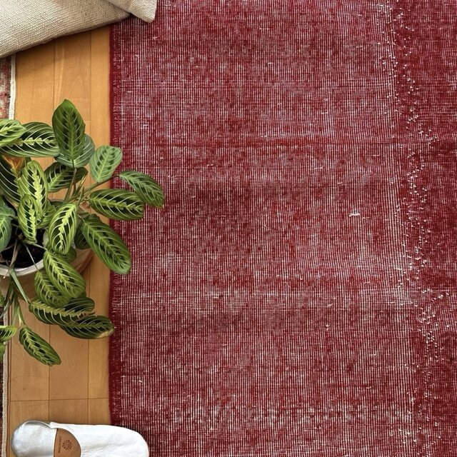 116.5×213.5オーバーダイ ワンカラー赤ステッチ トルコヴィンテージ