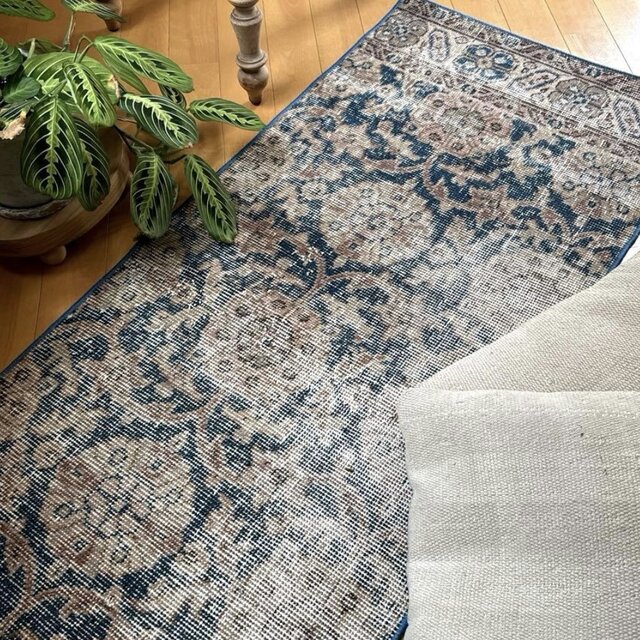 Mom 大判 トルコヴィンテージラグ ネイビーブラック245×147 Mom 大判