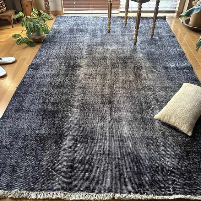 Mom 大判 トルコヴィンテージラグ ネイビーブラック245×147 Mom 大判