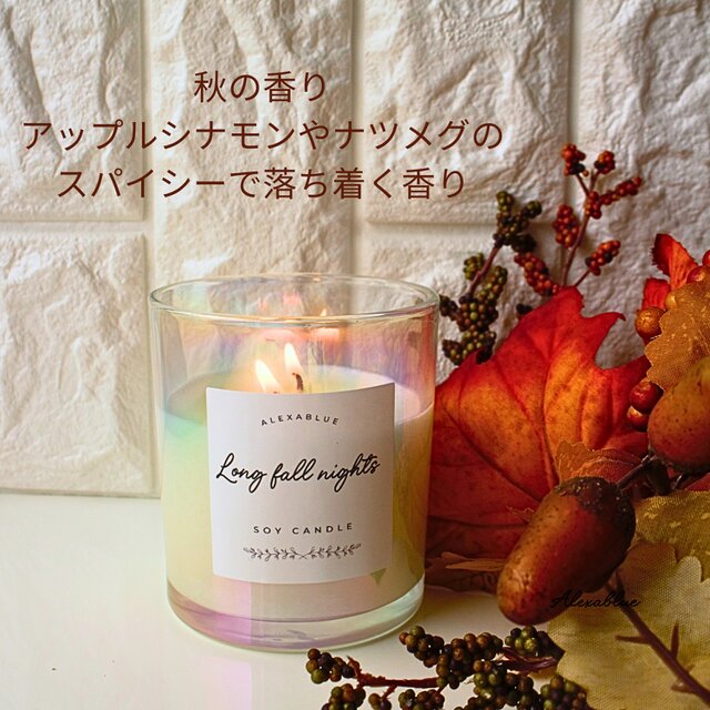 秋の香り Long fall night キャンドル アップル シナモン アロマ