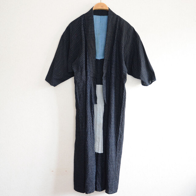 藍染 着物 書生絣風 ジャパンヴィンテージ 古着 古布 リメイク素材
