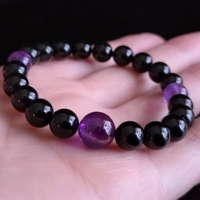 モリオン・アメジスト・8mm・2天(親玉10mm)【最高品質・鑑別済み