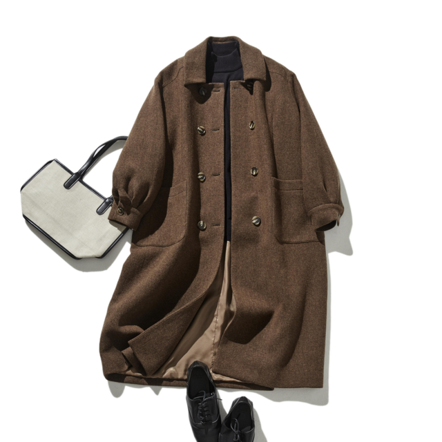 知的で大人雰囲気に ウールコート ロングコート ダブルボタンコート