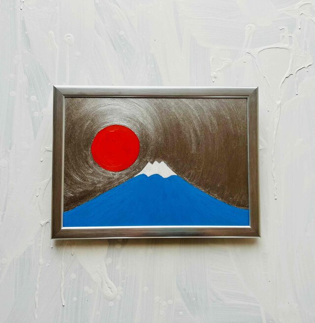 開運・仕事・学業運】「青富士1」特大・油彩・額装・原画・風水