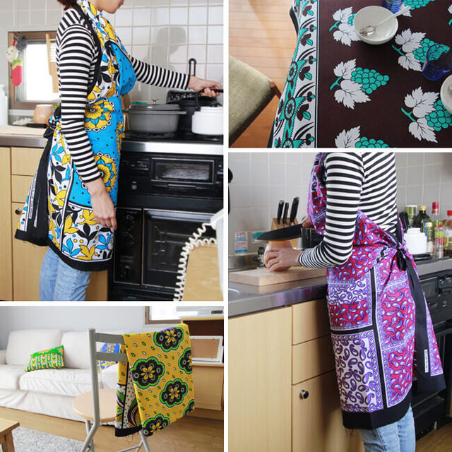 カンガ｜フラワー パンジー × ローズレッド アフリカ布 アフリカン