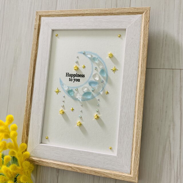 シーグラスアート 月のガーランド 癒しの光 海の宝石 ガラス細工