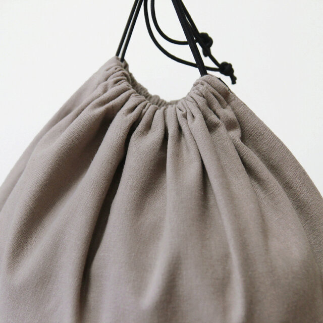 バスケット用インナーバッグ コットンリネン（グレージュ）巾着袋 内袋
