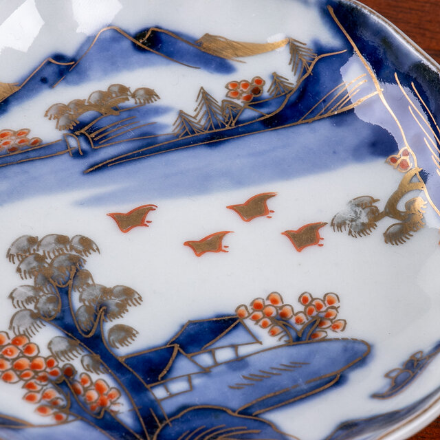 古伊万里 染錦山水千鳥文四寸皿 明治時代 E1220D | iichi 日々の暮らし