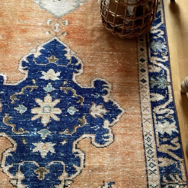 86×134 淡いブラウンオレンジグラデーション×ブルー トルコ