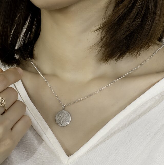 momento】シルバー うちの子といつも一緒にいられる 刻印ネックレス-L