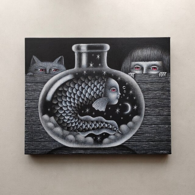 原画「観察」キャンバス F3号 | iichi 日々の暮らしを心地よくする