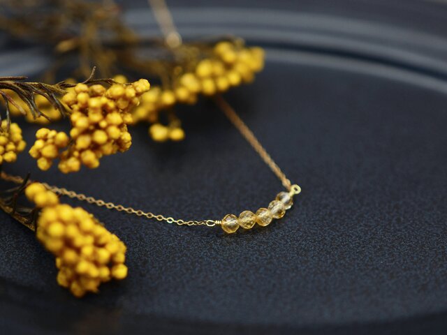 14kgf ネックレス】はちみつ ハニー シトリン 天然石・11月誕生石