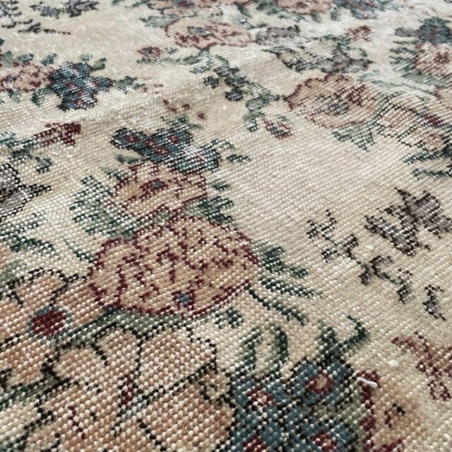 104×200 キナリ×ボルドー薔薇の街トルコヴィンテージラグ