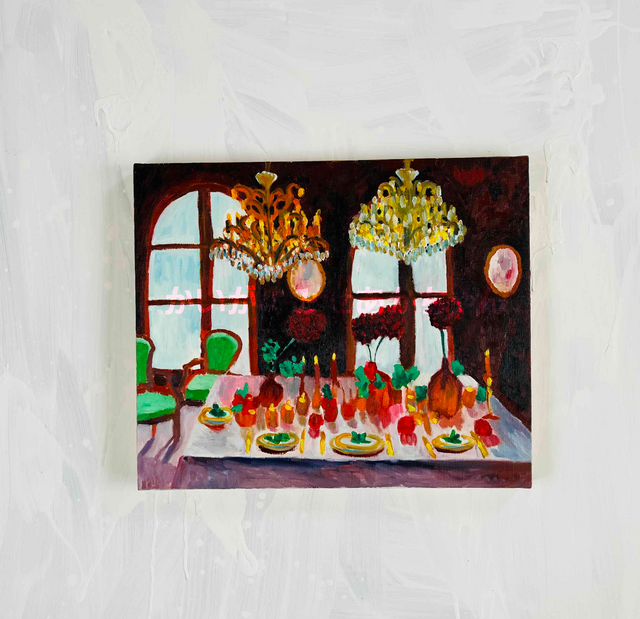 38×46㎝「西洋式テーブルA」F8・原画・油彩 | iichi 日々の暮らしを