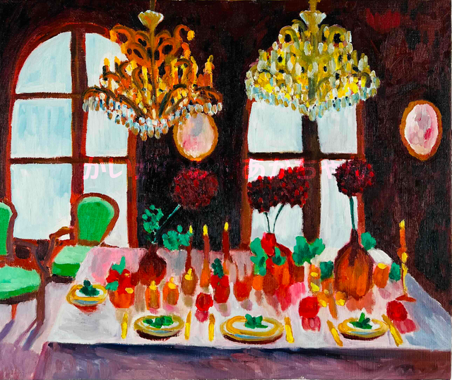 38×46㎝「西洋式テーブルA」F8・原画・油彩 | iichi 日々の暮らしを