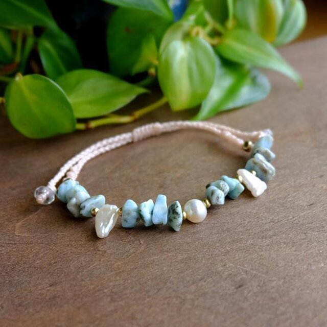 ラリマー（ドミニカ産）・バロックパール（6月誕生石）天然石さざれ