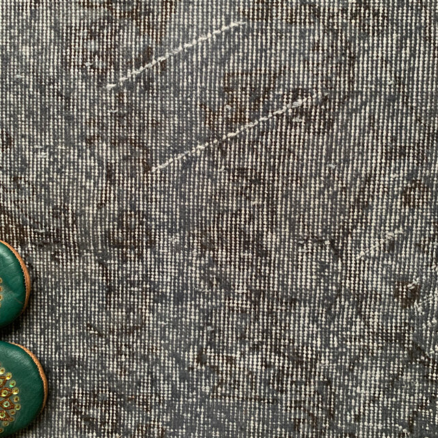 トルコヴィンテージラグ 207×104 グレー ブラック チョコ オーバーダイ