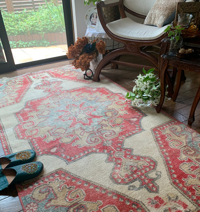 アヴァノスラグ ミルキーレッド グリーン 200×105 トルコヴィンテージ