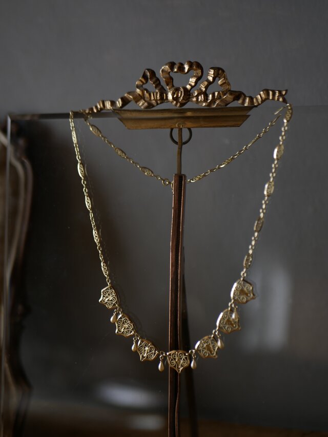 FN-17】フィリグリーネックレス K18YG フランスアンティーク