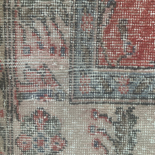 トルコラグ シャビーレッド 194×112ボタニカル トルコヴィンテージラグ