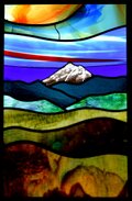 山のステンドグラスパネル「常念岳と山なみ」 | iichi 日々の暮らしを