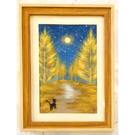 秋の里山と柿の木｜秋の風景｜和紙ちぎり絵 原画 | iichi 日々の暮らし