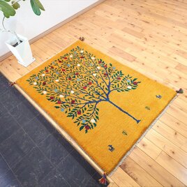 ペルシャ絨毯 ナイン産 マット パープル 80×50cm 高級手織りラグ